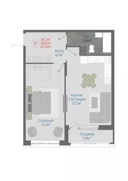 2-к кв. Воронежская область, Новоусманский район, пос. Отрадное ул. ...