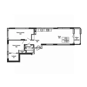 2-к кв. Калининградская область, Калининград ул. 1-я Большая окружная ...