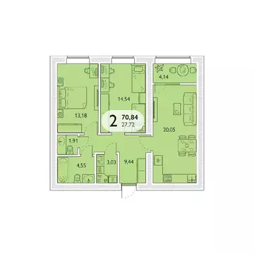 2-к кв. Брянская область, Брянский район, пос. Мичуринский, ...