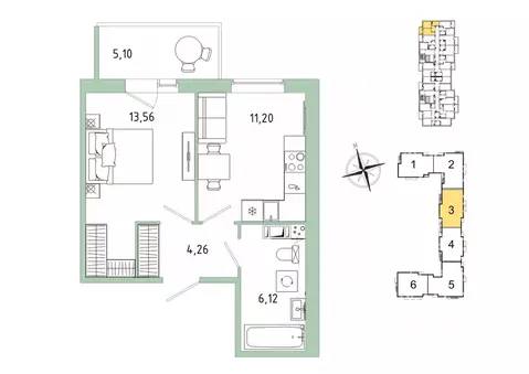 1-к кв. Ленинградская область, Гатчина Въезд мкр,  (36.67 м)