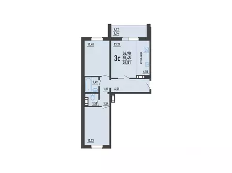 3-к кв. Челябинская область, Челябинский городской округ, пос. ...