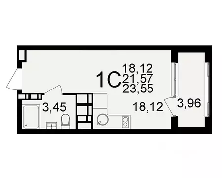 1-к кв. Тульская область, Тула  (23.55 м)