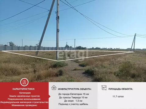 Участок в Крым, Сакский район, Молочненское с/пос, с. Витино ул. ...