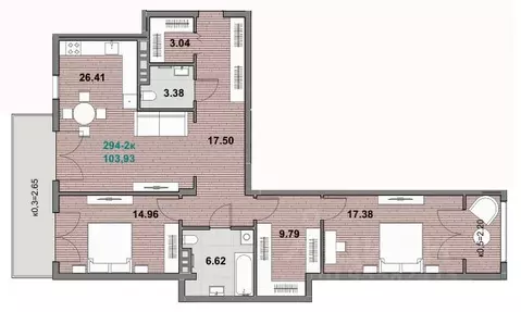 2-к кв. Калининградская область, Зеленоградск  (103.93 м)