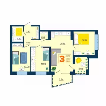 3-к кв. Брянская область, Брянск Московский мкр, Микрорайон Акватория ...