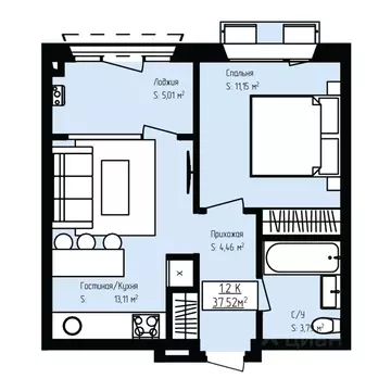 1-к кв. Дагестан, Дербент Камеллия жилой комплекс (37.52 м)
