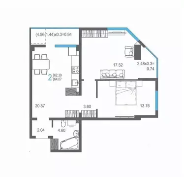 2-к кв. Крым, Ялта ул. Кирова, 155Ак1 (64.07 м)
