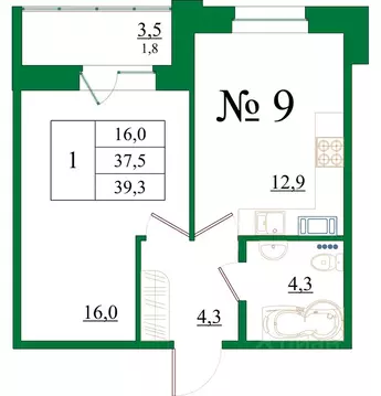 1-к кв. Ленинградская область, Гатчина Красносельское ш., 4Ак1 (39.3 ...