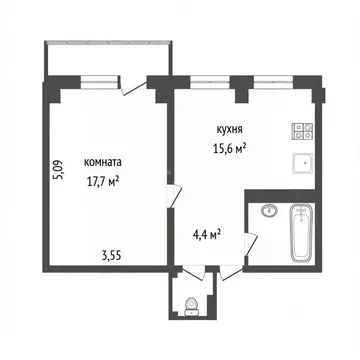 1-к кв. Ярославская область, Ярославль ул. Спасская, 2 (43.7 м)