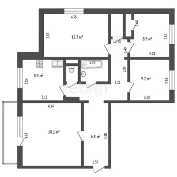 4-комнатная квартира: Абакан, Северный проезд, 7 (77.4 м)