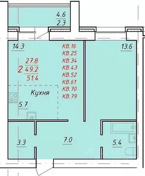 2-к кв. Алтайский край, Новоалтайск Индустриальная ул., 18А (51.4 м)