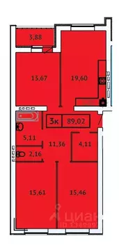 3-к кв. Ивановская область, Иваново Кооперативная ул., 14 (89.02 м)