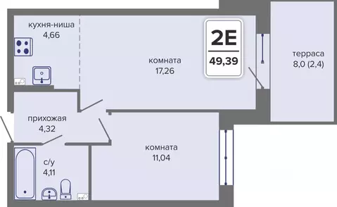 2-к кв. Пермский край, Пермь Гайва мкр,  (49.39 м)