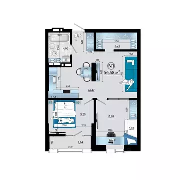 3-к кв. Приморский край, Владивосток просп. Красного Знамени (56.58 м)