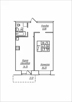 1-к кв. Самарская область, Самара ул. Стара-Загора, 249А (43.78 м)