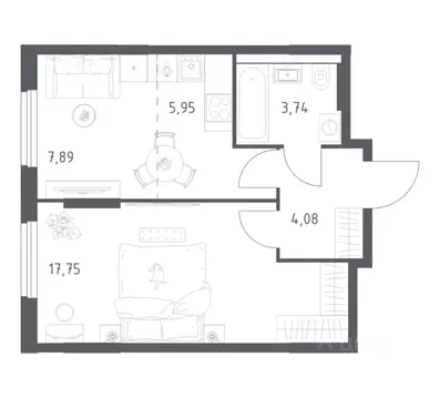 1-к кв. Башкортостан, Уфа ул. Минигали Губайдуллина, 8к9 (39.41 м)