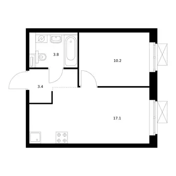 1-комнатная квартира: Москва, ЖК Бусиновский Парк, к22.3 (34.5 м)