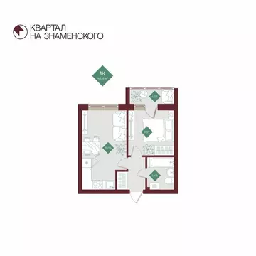 1-комнатная квартира: Тобольск, микрорайон 3Б, 6Бк2 (45.18 м)