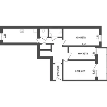 3-комнатная квартира: Улан-Удэ, Ключевская улица, 70 (66.7 м)
