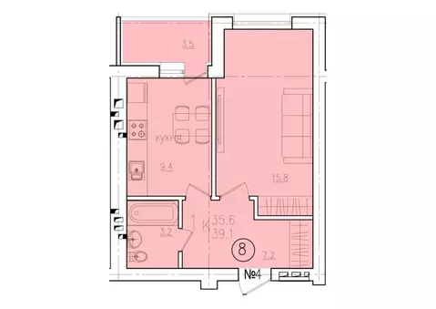 1-к кв. Саратовская область, Энгельс Энгельс-9 мкр, 2 (39.1 м)