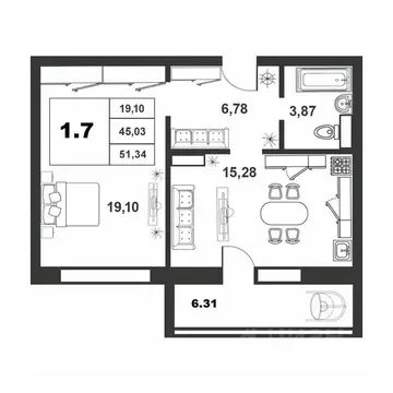1-к кв. Новгородская область, Великий Новгород ул. Якова Павлова, 15 ...