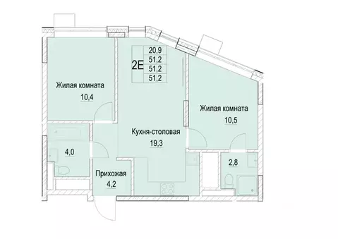 2-к кв. Московская область, Мытищи ул. Академика Каргина, 26А (51.2 м)