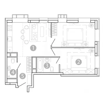 2-к кв. Забайкальский край, Чита 1-я Коллективная ул., 6 СТР (57.77 м)