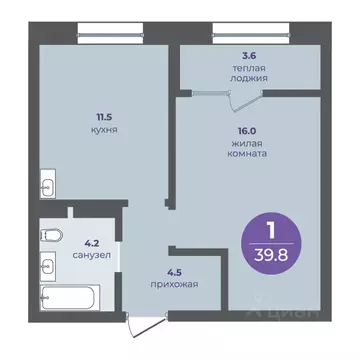 1-к кв. Красноярский край, Красноярск ул. Кутузова (36.2 м)