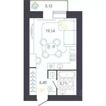 Студия Пензенская область, Пенза Колышлейская ул., 7 (29.9 м)