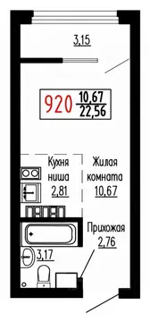 Студия Свердловская область, Екатеринбург ул. Лыжников, 3 (22.7 м)