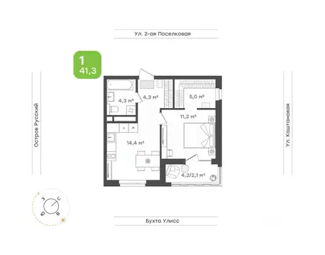 1-к кв. Приморский край, Владивосток ул. 3-я Поселковая, 16/4 (41.3 м)