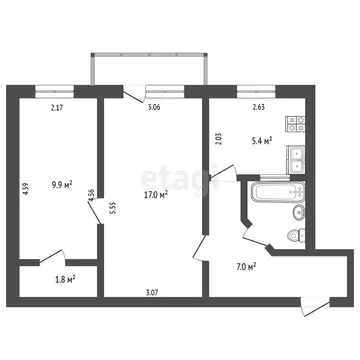 2-комнатная квартира: Севастополь, улица Горпищенко, 84 (44.1 м)