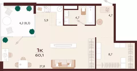 1-к кв. Крым, Ялта ул. Спендиарова, 5 (60.1 м)