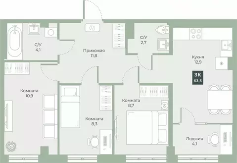 Свободной планировки кв. Курганская область, Курган Заозерный ...