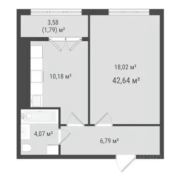1-к кв. Сахалинская область, Южно-Сахалинск Хомутово п/р,  (40.85 м)