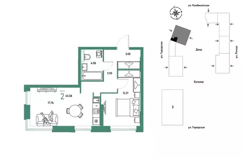 2-к кв. Свердловская область, Екатеринбург муниципальное образование, ...