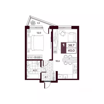 1-к кв. Тюменская область, Тюменский муниципальный округ, д. Дударева ...