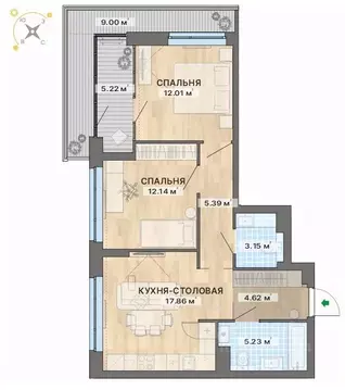 2-к кв. Свердловская область, Екатеринбург пер. Ударников, 33 (74.62 ...