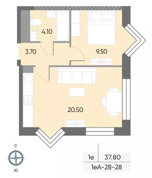 1-комнатная квартира: Москва, улица Борисовские Пруды, 1 (37.8 м)
