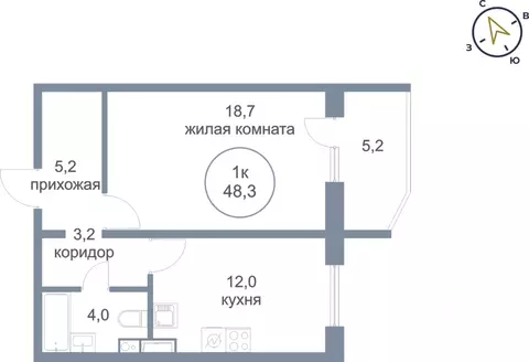 1-к кв. Ханты-Мансийский АО, Нефтеюганск 6-й мкр, 17 (48.3 м)