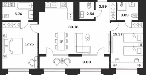 2-к кв. Тульская область, Тула ул. Болотникова, 4 (87.86 м)