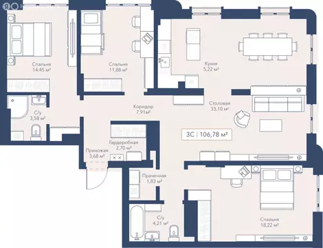 4-комнатная квартира: Новосибирск, улица Кирова, 115 (108.1 м)