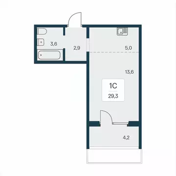 Студия Новосибирская область, Новосибирск На Игарской кв-л,  (29.3 м)
