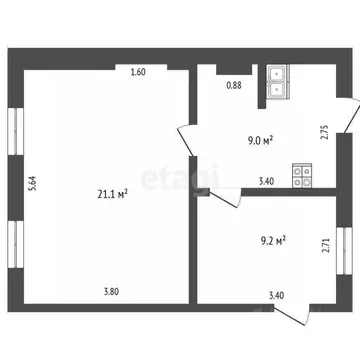 2-к кв. Ростовская область, Ростов-на-Дону ул. Шаумяна, 98 (39.3 м)