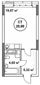 Студия Нижегородская область, Нижний Новгород ул. Родионова (28.99 м)