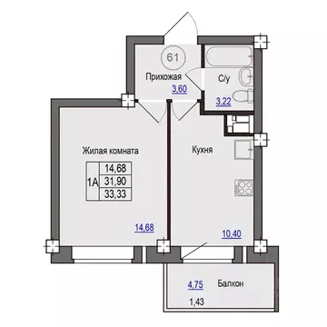 1-к кв. Псковская область, Псковский район, Завеличенская волость, д. ...