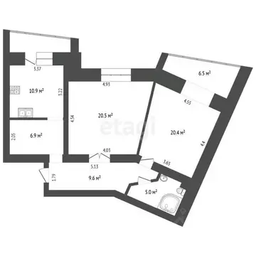 2-к кв. Калужская область, Калуга ул. Гурьянова, 67к2 (80.0 м)