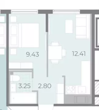 1-комнатная квартира: Санкт-Петербург, проспект Крузенштерна, 4 (29.2 ...