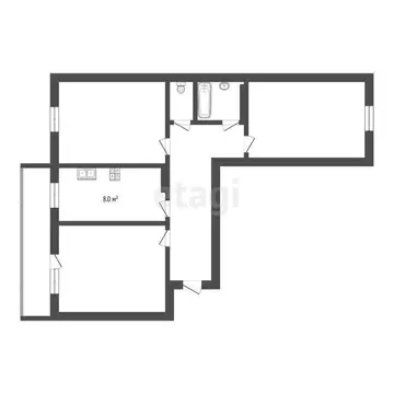 3-комнатная квартира: Тюмень, улица Новосёлов, 12к2 (67.5 м)