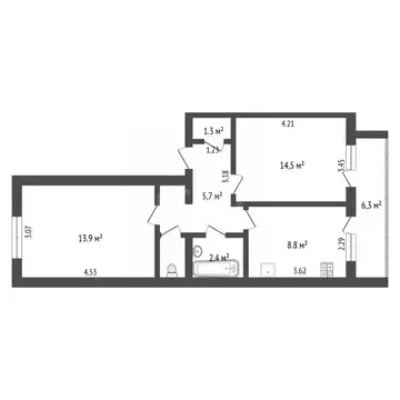 2-к кв. Крым, Сакский район, с. Фрунзе пер. Восточный (47.6 м)